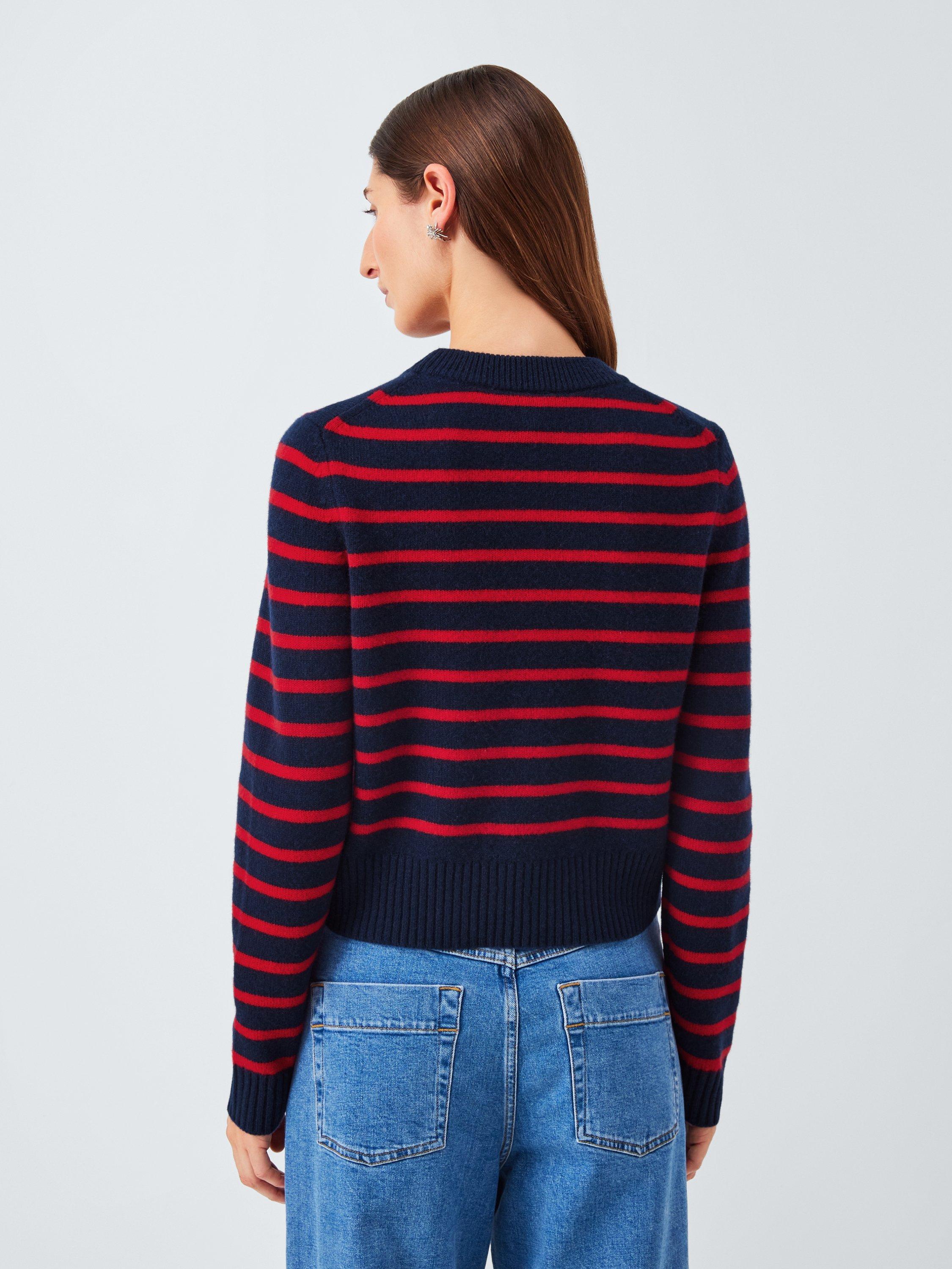 Product image 2 of 7, which shows John Lewis Striped Crew Cashmere Neck Sweatshirt, Multi, 16