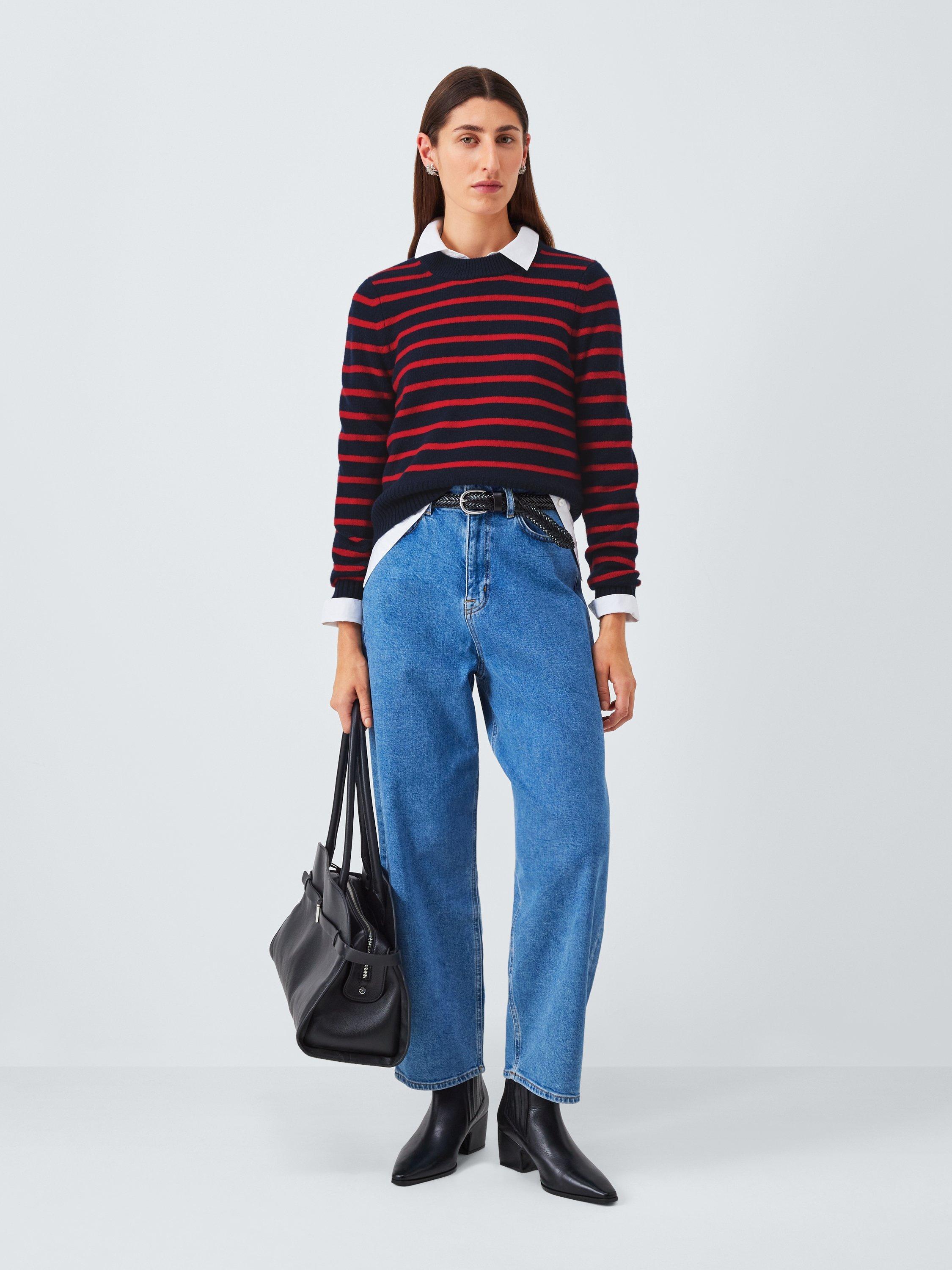 Product image 4 of 7, which shows John Lewis Striped Crew Cashmere Neck Sweatshirt, Multi, 16