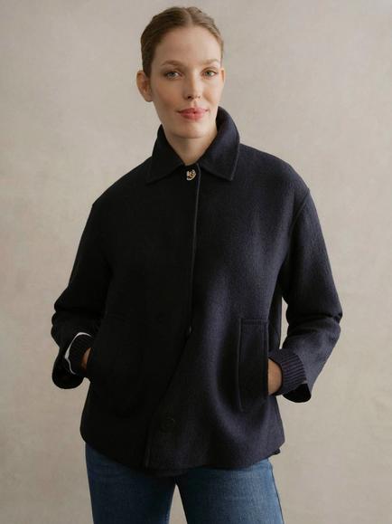Hobbs Payton Wool Blend Coat, Navy, Navy