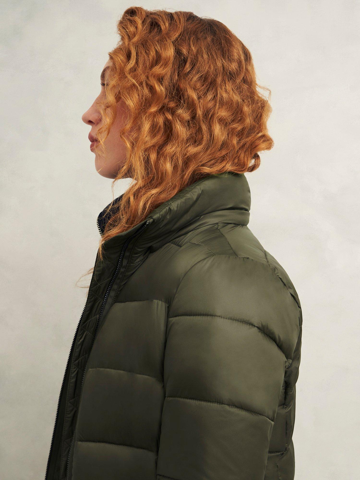 Product image 3 of 6, which shows Hobbs Petite Joelle Puffer Jacket, Dark Olive, 10