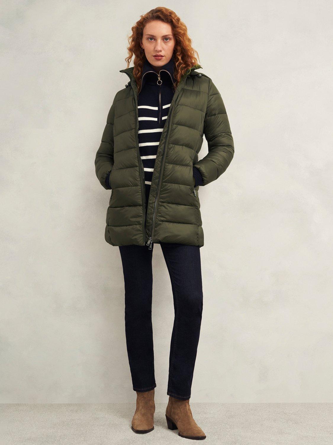 Product image 5 of 6, which shows Hobbs Petite Joelle Puffer Jacket, Dark Olive, 10