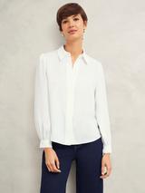Hobbs Carrie Pleat Sleeve Top, Powder Blue