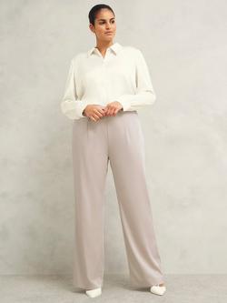 Hobbs Maisey Pearl Satin Shirt, Ivory, Ivory