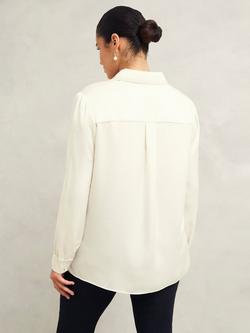 Hobbs Maisey Pearl Satin Shirt, Ivory - view 2, Ivory
