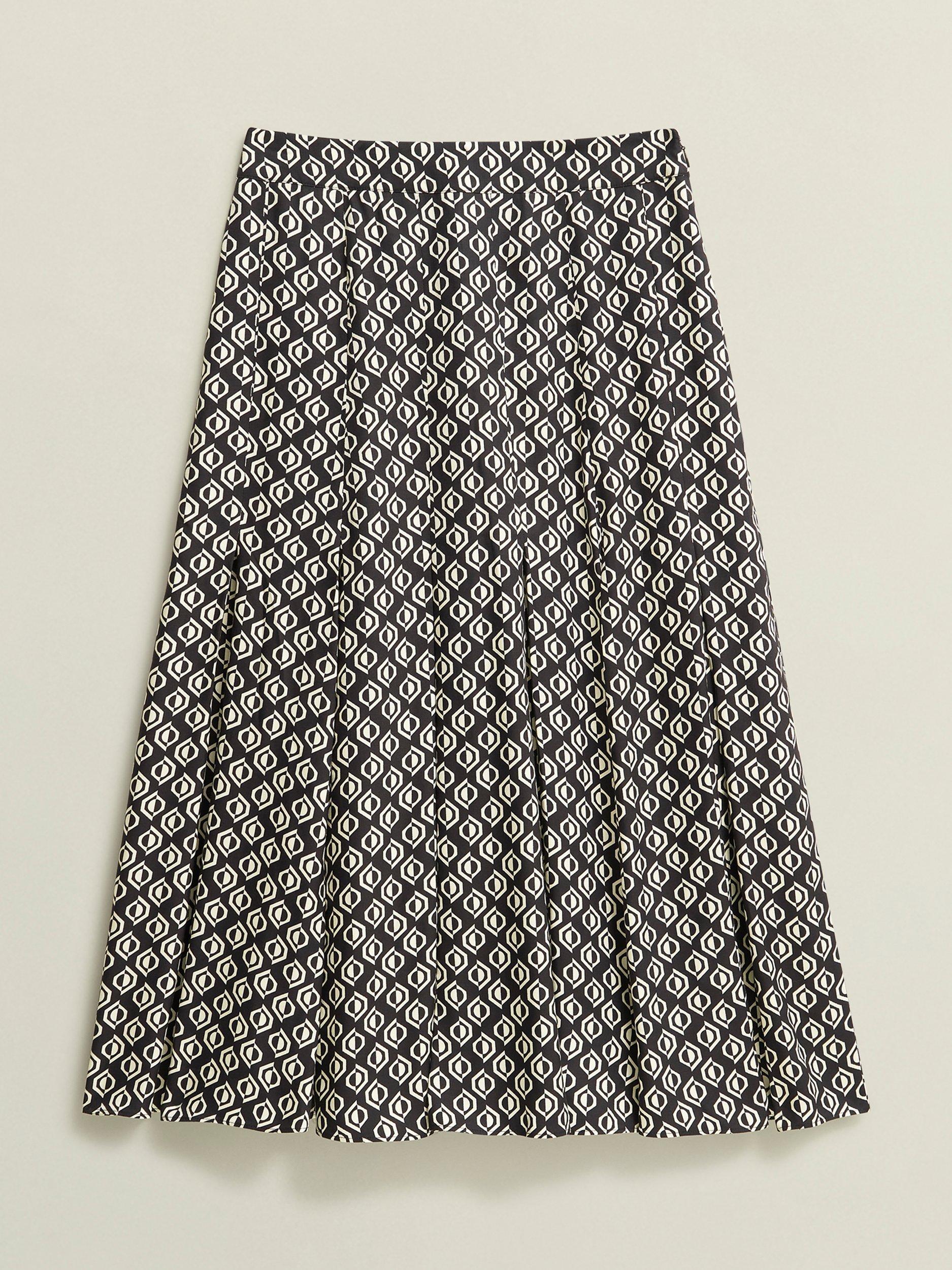 Product image 4 of 7, which shows Hobbs Roxanne Geometric Skirt, Black/Cream, 10