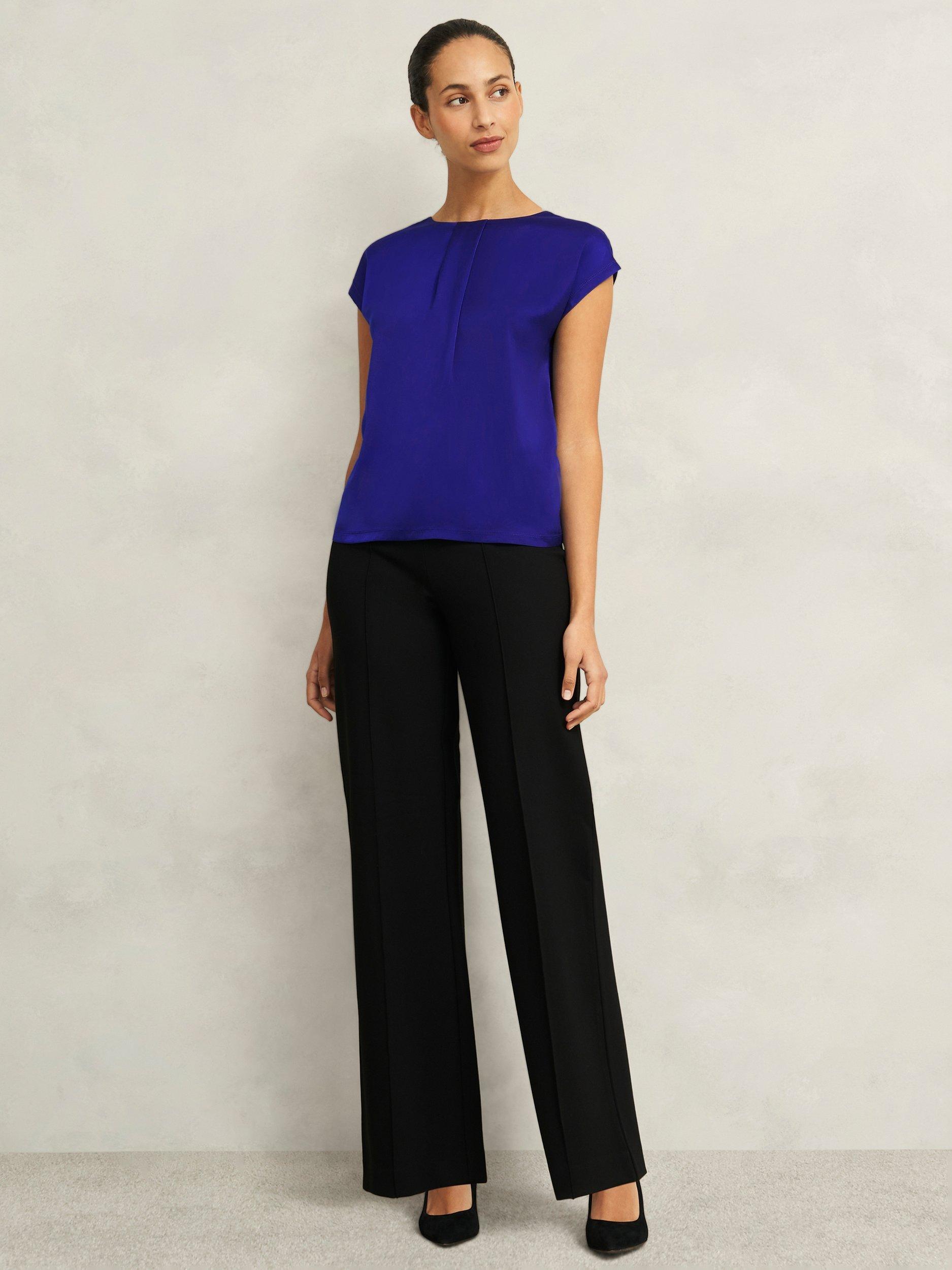 Product image 4 of 6, which shows Hobbs Nita Satin Front Top, Cobalt Blue, L