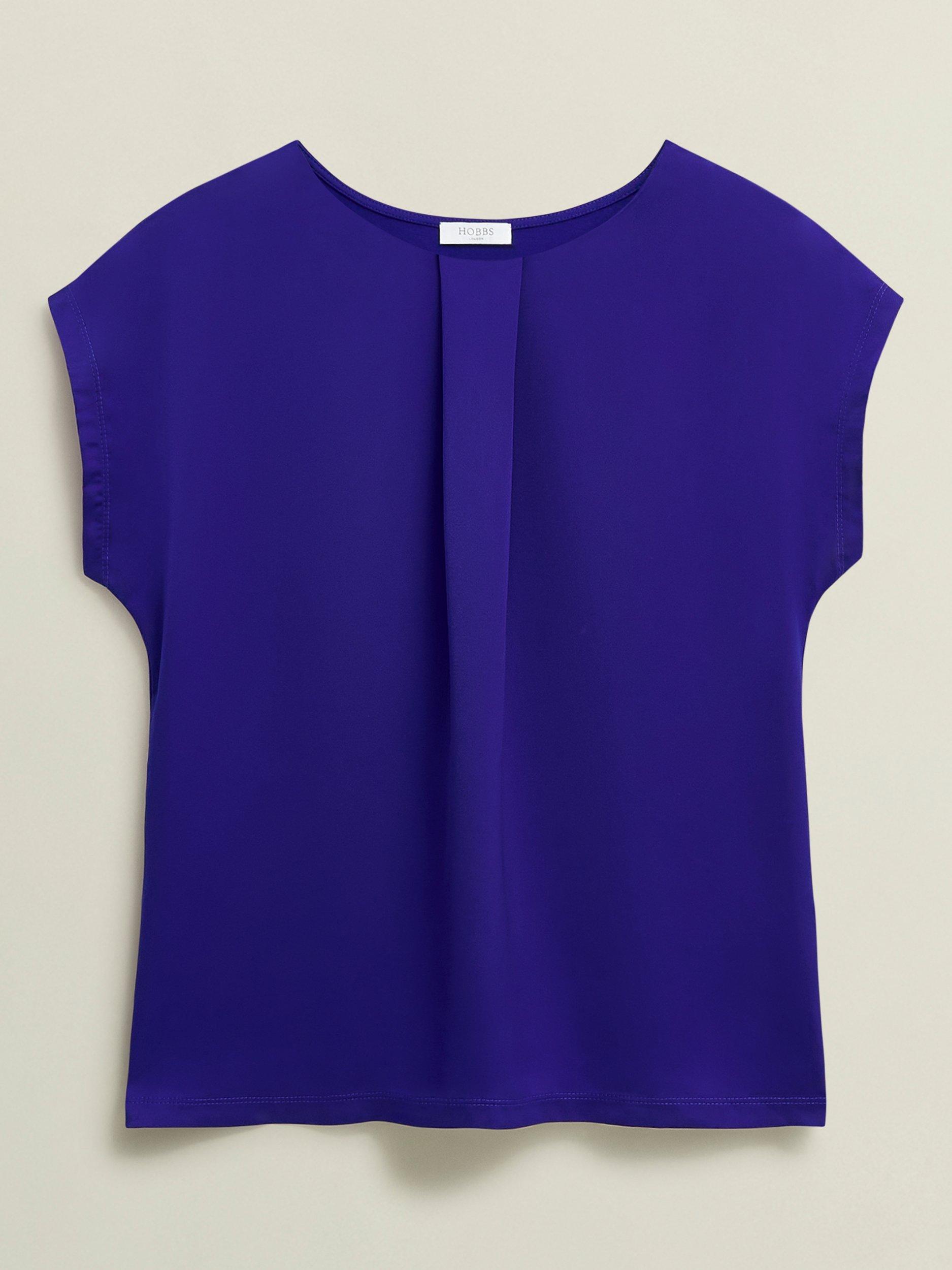 Product image 6 of 6, which shows Hobbs Nita Satin Front Top, Cobalt Blue, L
