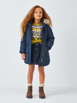 John Lewis Kids' Padded Shower Resistant Coat, Navy - view 2, Navy