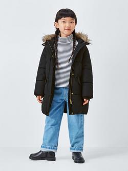 John Lewis Kids' Padded Shower Resistant Coat, Black, Black