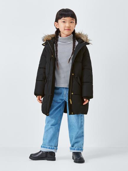 John Lewis Kids' Padded Shower Resistant Coat, Black, Black