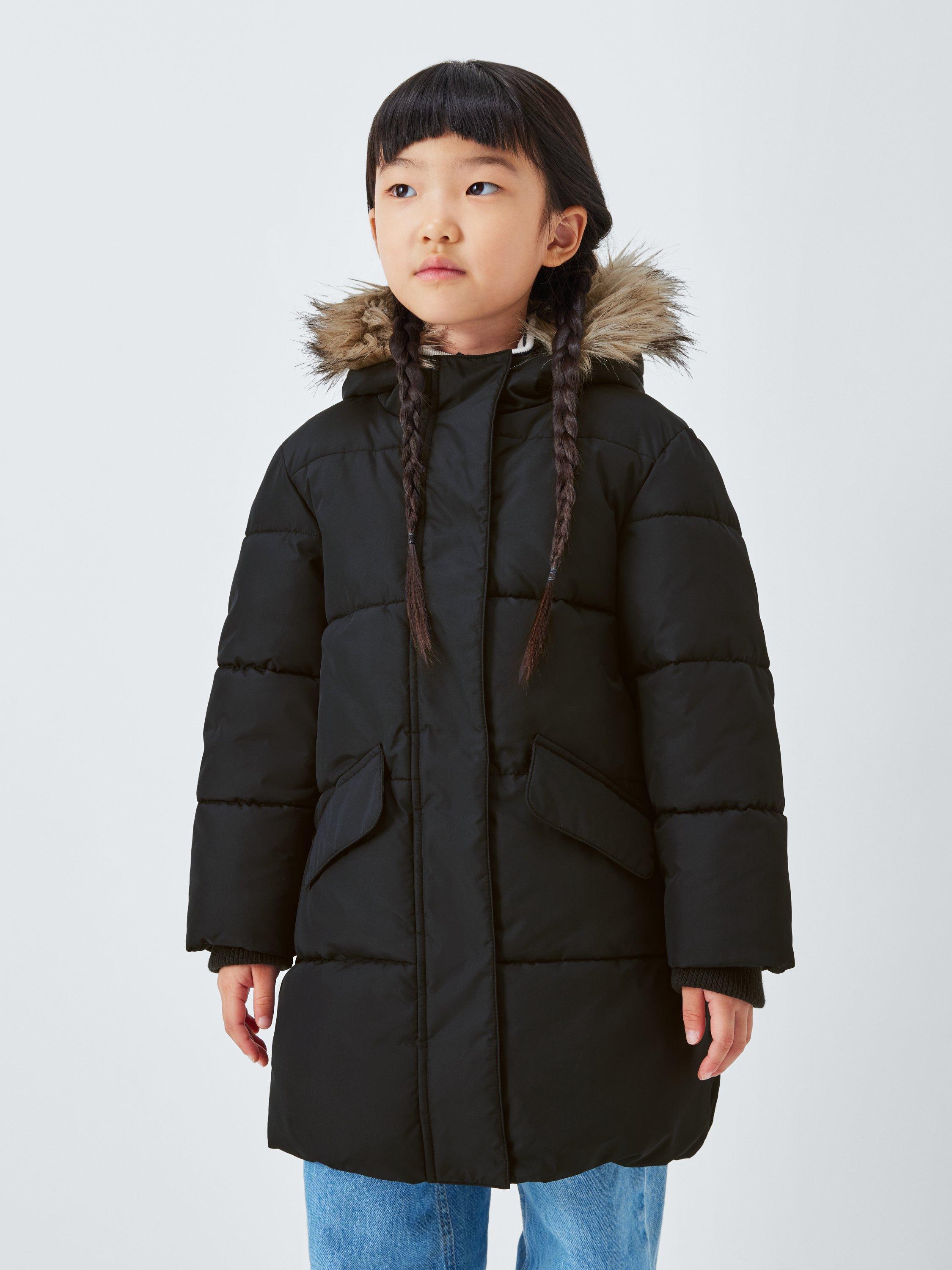 Product image 2 of 7, which shows John Lewis Kids' Padded Shower Resistant Coat, Black, 8 years