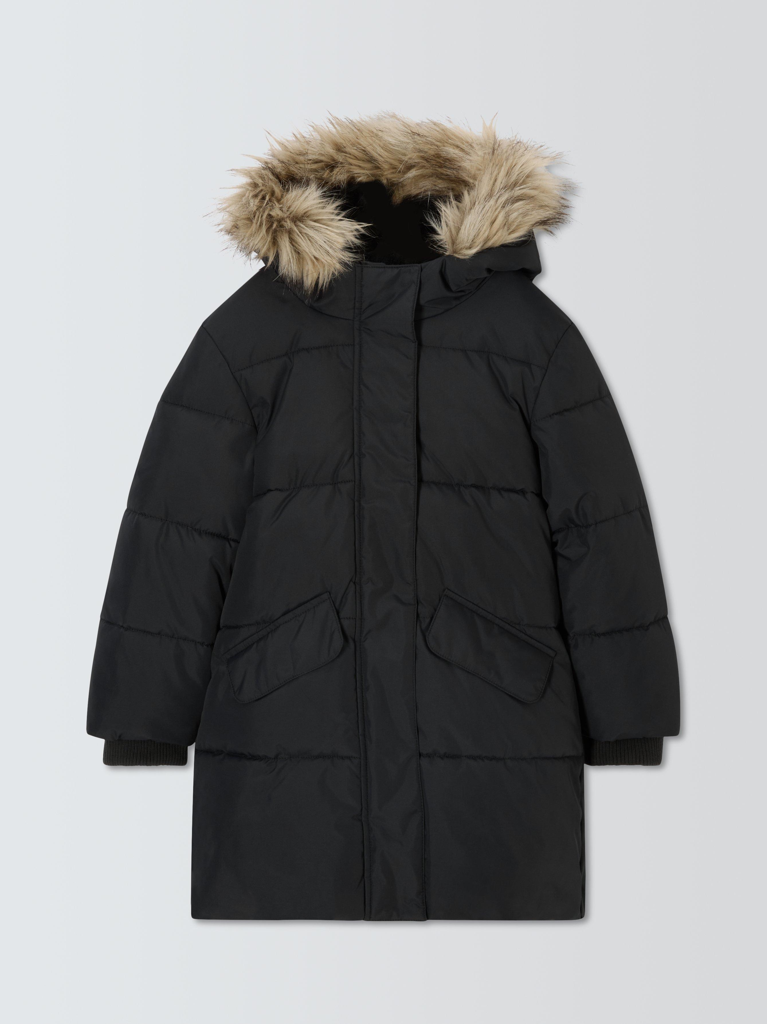 Product image 1 of 3, which shows John Lewis Kids' Padded Shower Resistant Coat, Black, 3 years