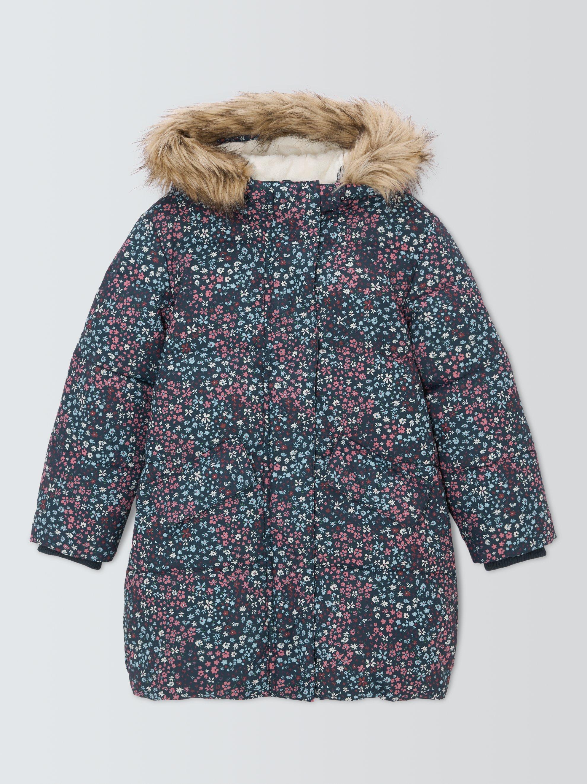 Product image 1 of 3, which shows John Lewis Kids' Floral Padded Shower Resistant Coat, Multi, 3 years
