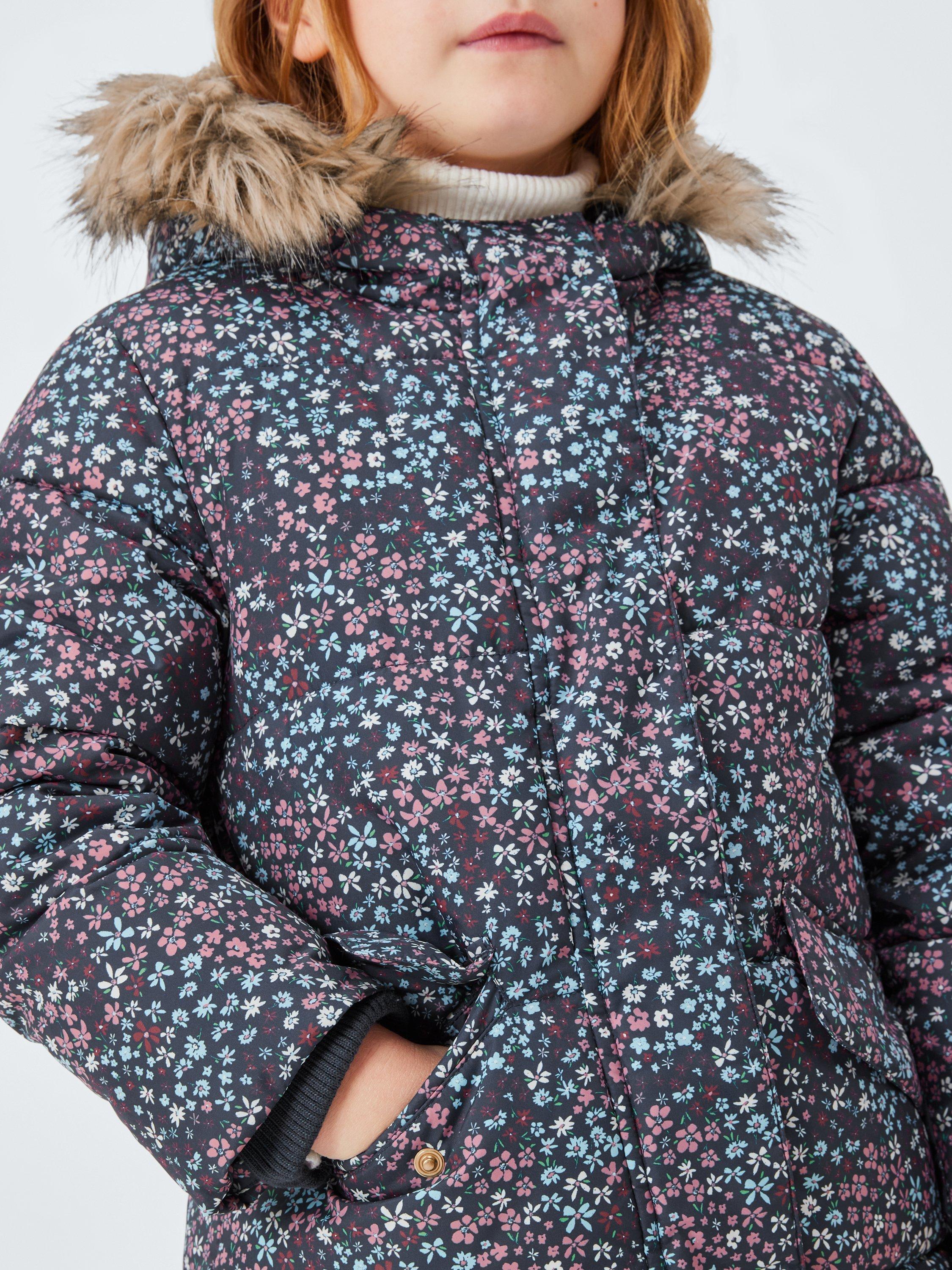 Product image 4 of 7, which shows John Lewis Kids' Floral Padded Shower Resistant Coat, Multi, 5 years