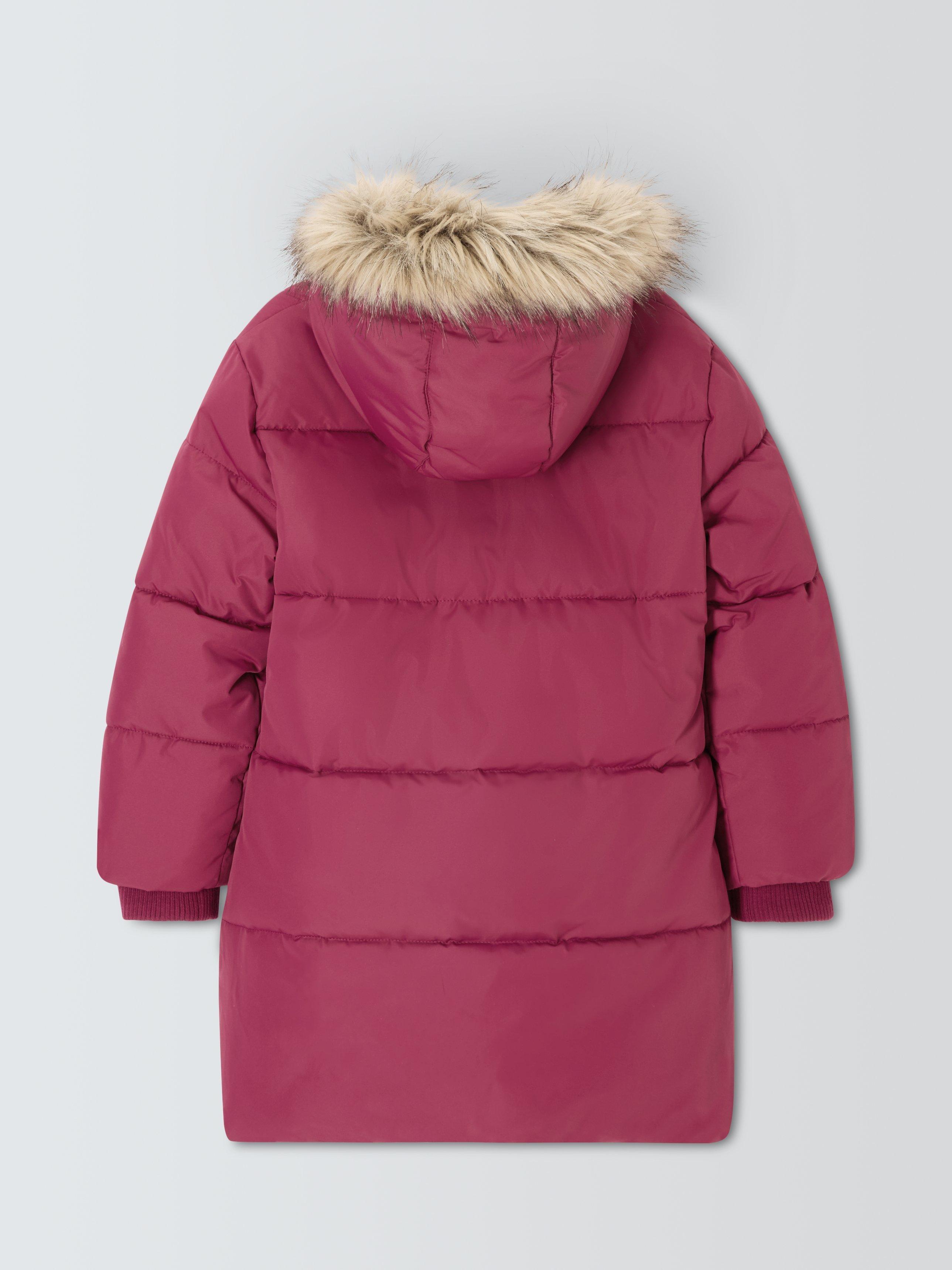 Product image 2 of 3, which shows John Lewis Kids' Padded Shower Resistant Coat, Berry, 3 years