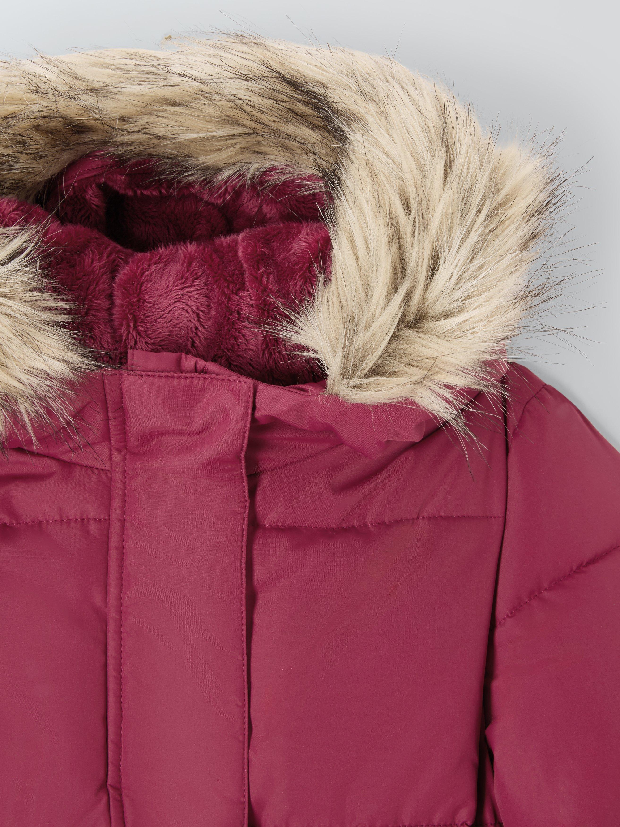 Product image 3 of 3, which shows John Lewis Kids' Padded Shower Resistant Coat, Berry, 3 years