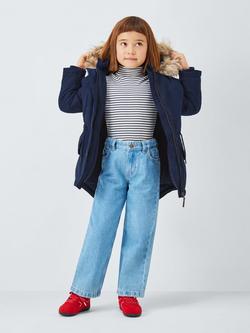 John Lewis Kids' Shower Resistant Parka, Navy - view 2, Navy