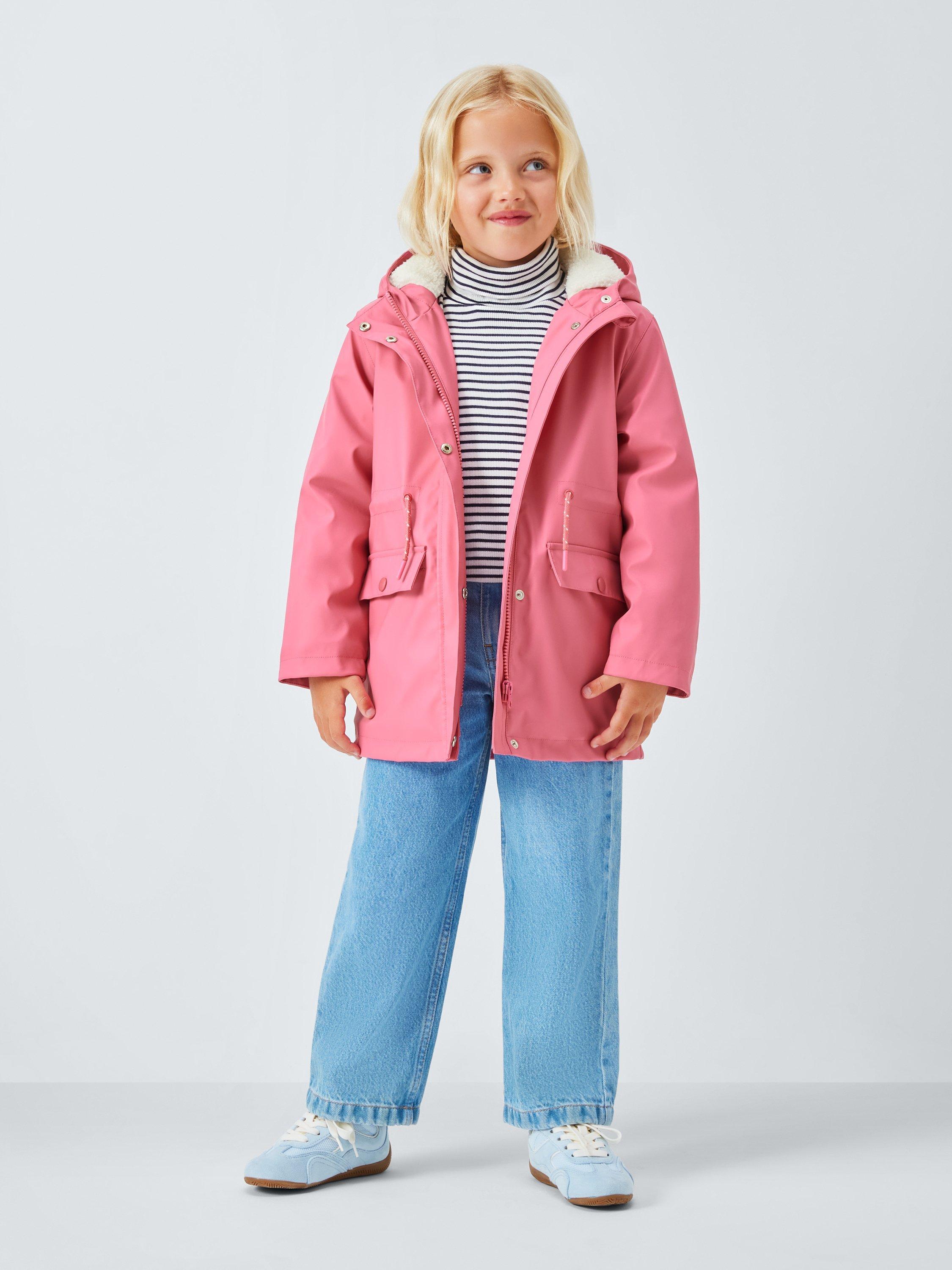 Product image 2 of 7, which shows John Lewis Kids' Shower Resistant Rain Mac, Pink, 3 years