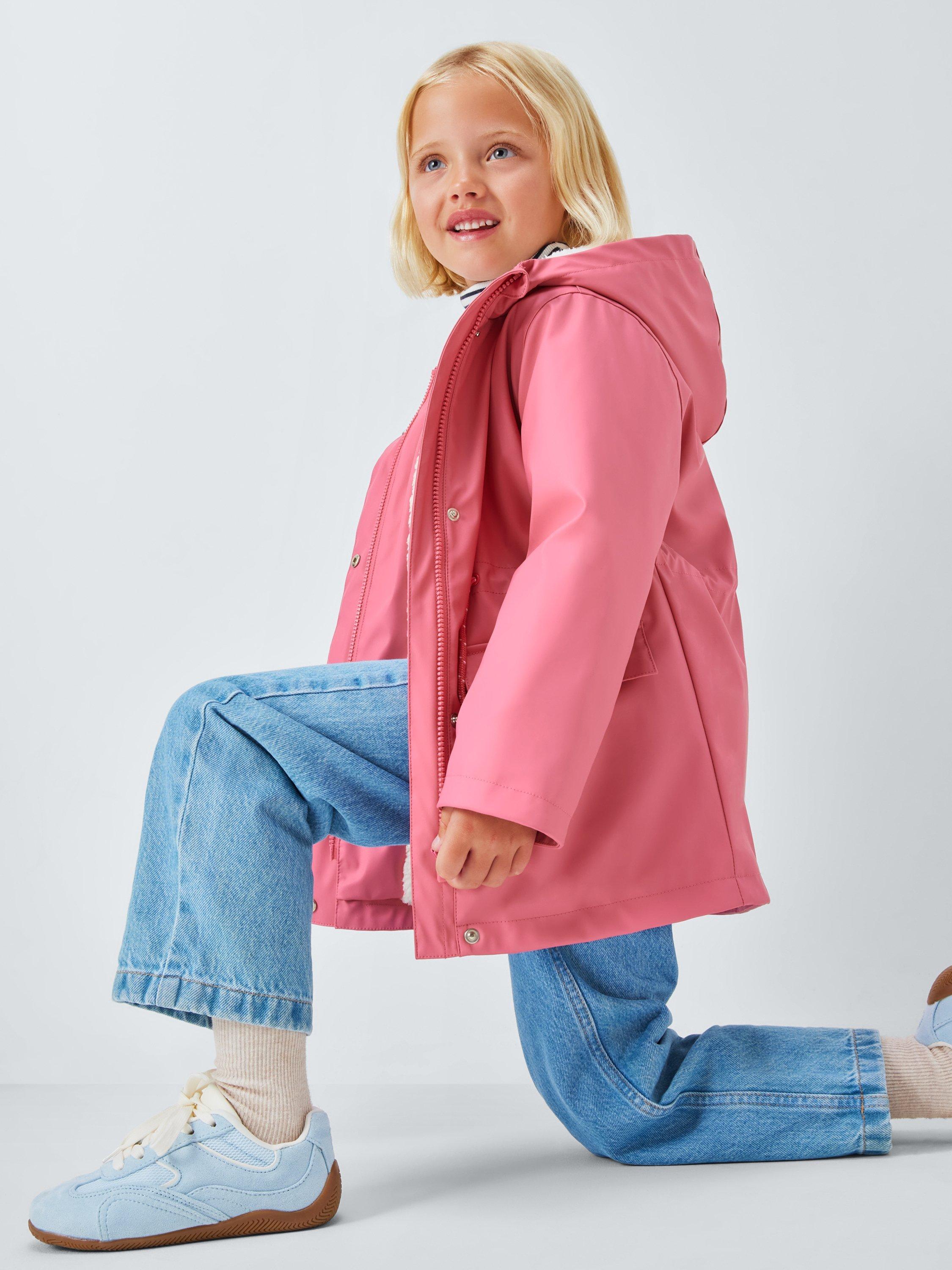 Product image 4 of 7, which shows John Lewis Kids' Shower Resistant Rain Mac, Pink, 3 years
