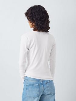 AND/OR Henley Ribbed Long Sleeve Top, White - view 2, White