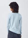AND/OR Henley Ribbed Long Sleeve Top, White, Light Blue