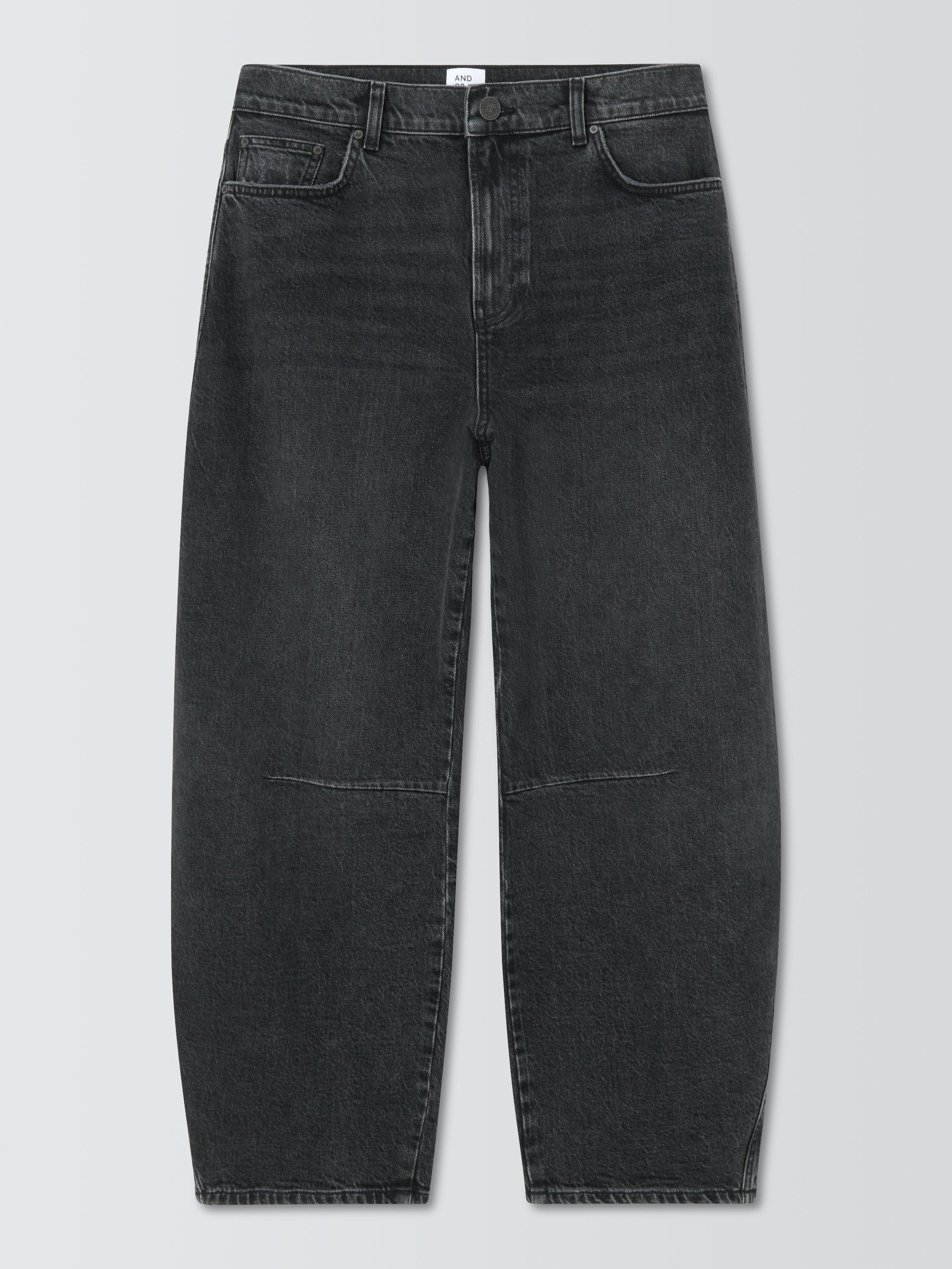 Product image 4 of 6, which shows AND/OR Barrel Leg Cropped Jeans, Black Wash, 26R