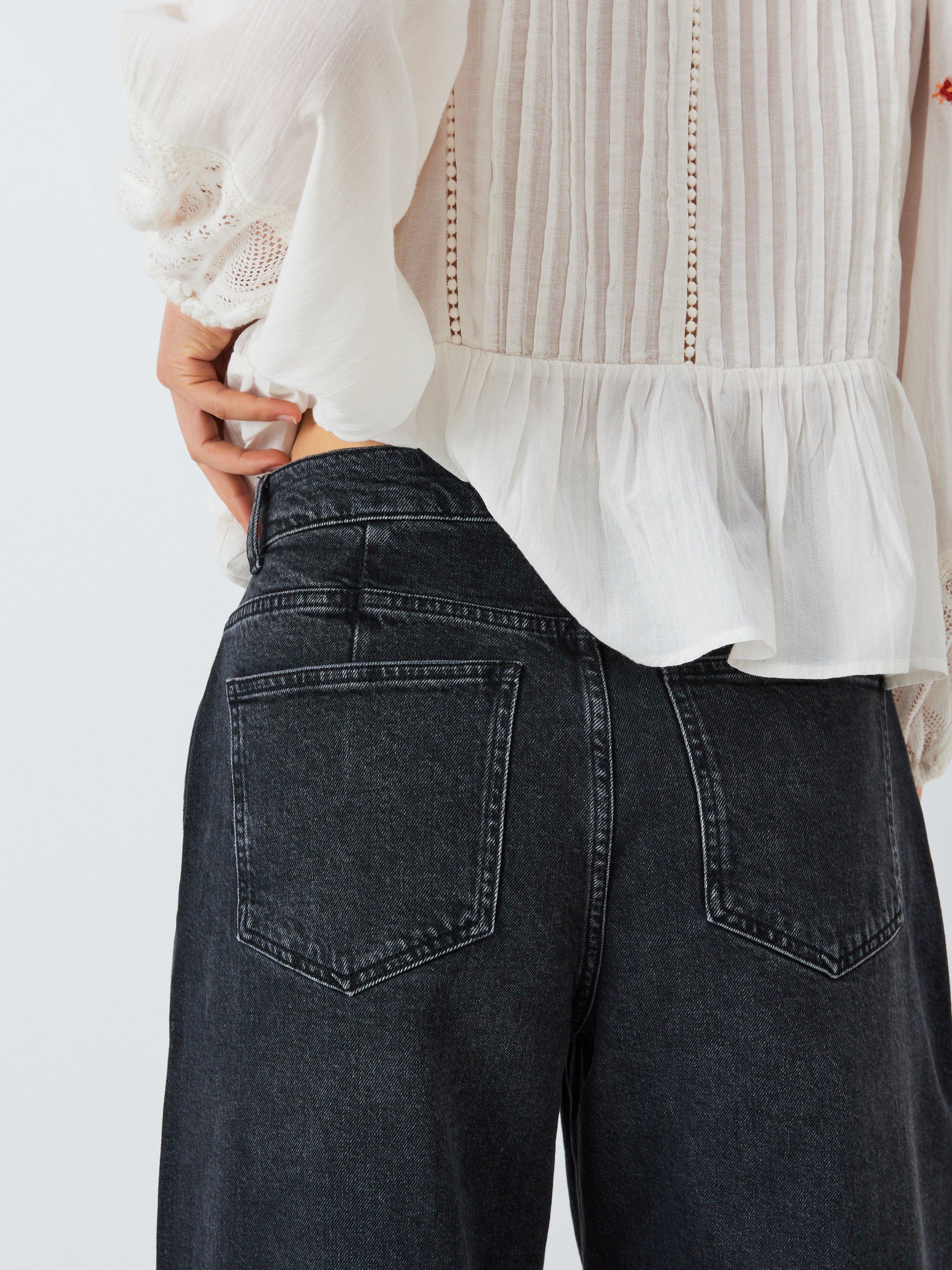 Product image 6 of 6, which shows AND/OR Barrel Leg Cropped Jeans, Black Wash, 26R
