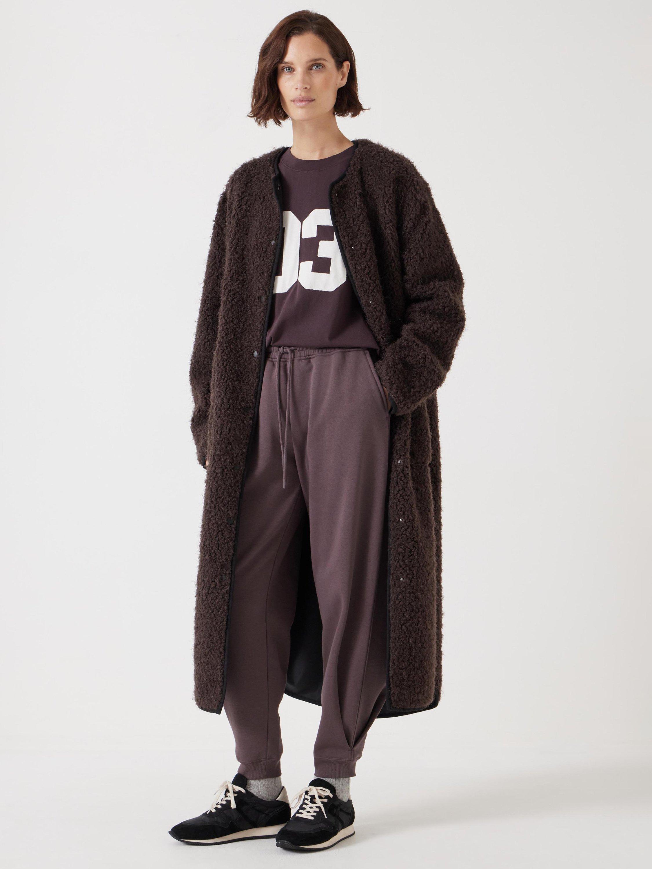 Product image 1 of 5, which shows HUSH Longline Faux Fur Coat, Brown, L-XL