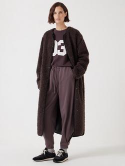 HUSH Longline Faux Fur Coat, Brown, Brown