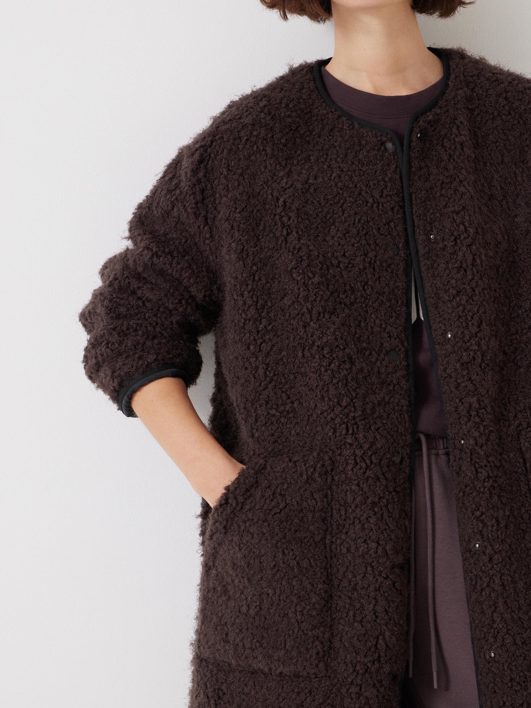 Product image 2 of 5, which shows HUSH Longline Faux Fur Coat, Brown, L-XL