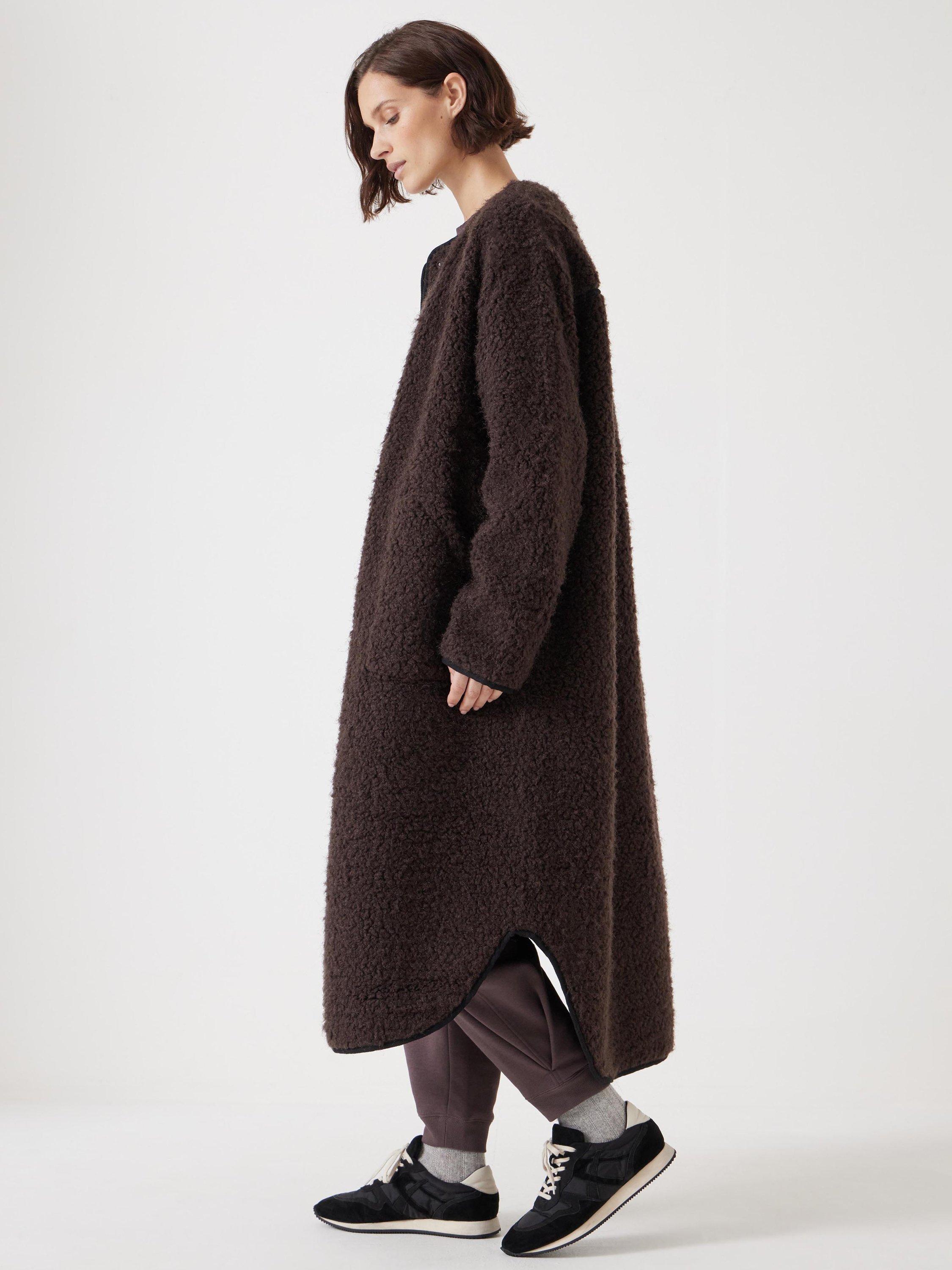 Product image 5 of 5, which shows HUSH Longline Faux Fur Coat, Brown, L-XL