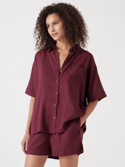 HUSH Lana Linen Blend Shirt, Red, Red