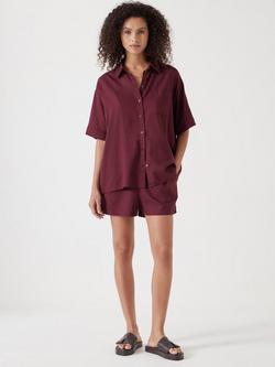 HUSH Lana Linen Blend Shirt, Red - view 2, Red