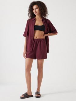 HUSH Lana Linen Blend Shorts - view 2, Burgundy Red
