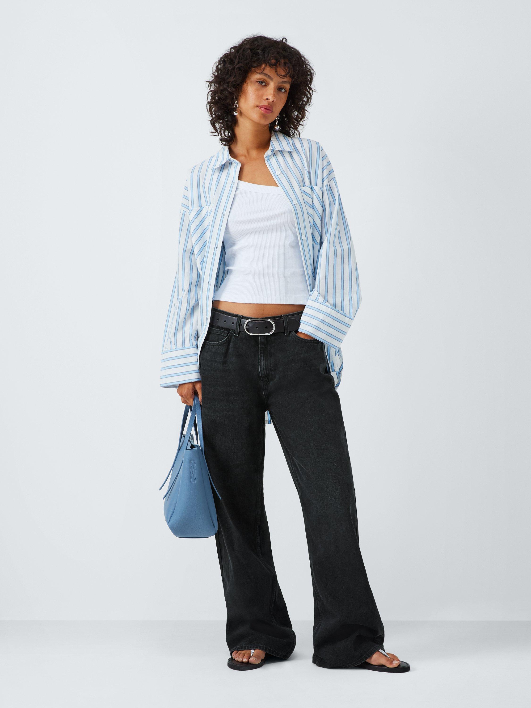 Product image 3 of 6, which shows John Lewis ANYDAY Mid Rise Wide Leg Jeans, Black Wash, 6
