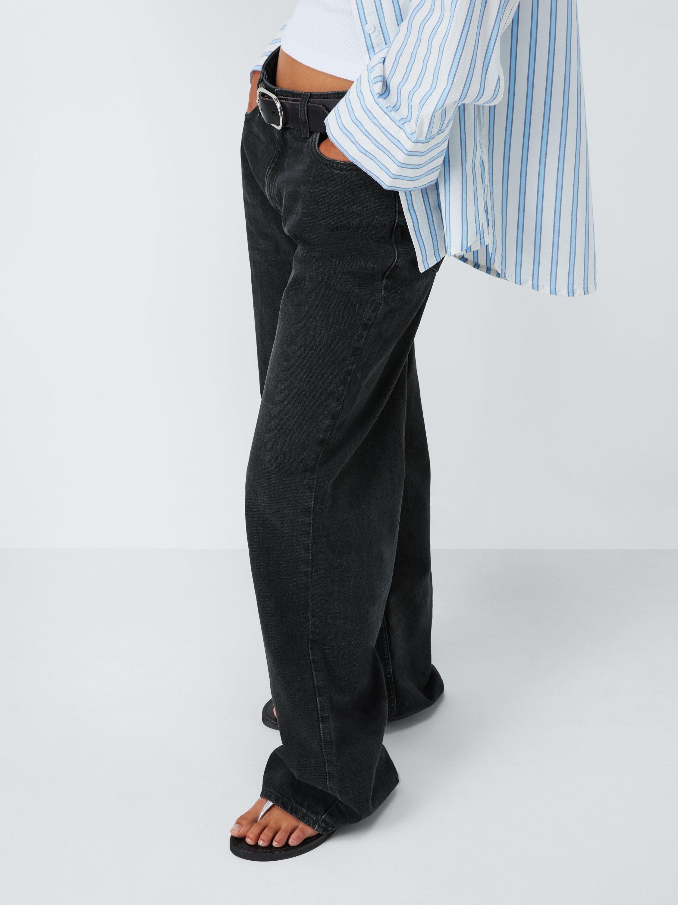 Product image 5 of 6, which shows John Lewis ANYDAY Mid Rise Wide Leg Jeans, Black Wash, 6