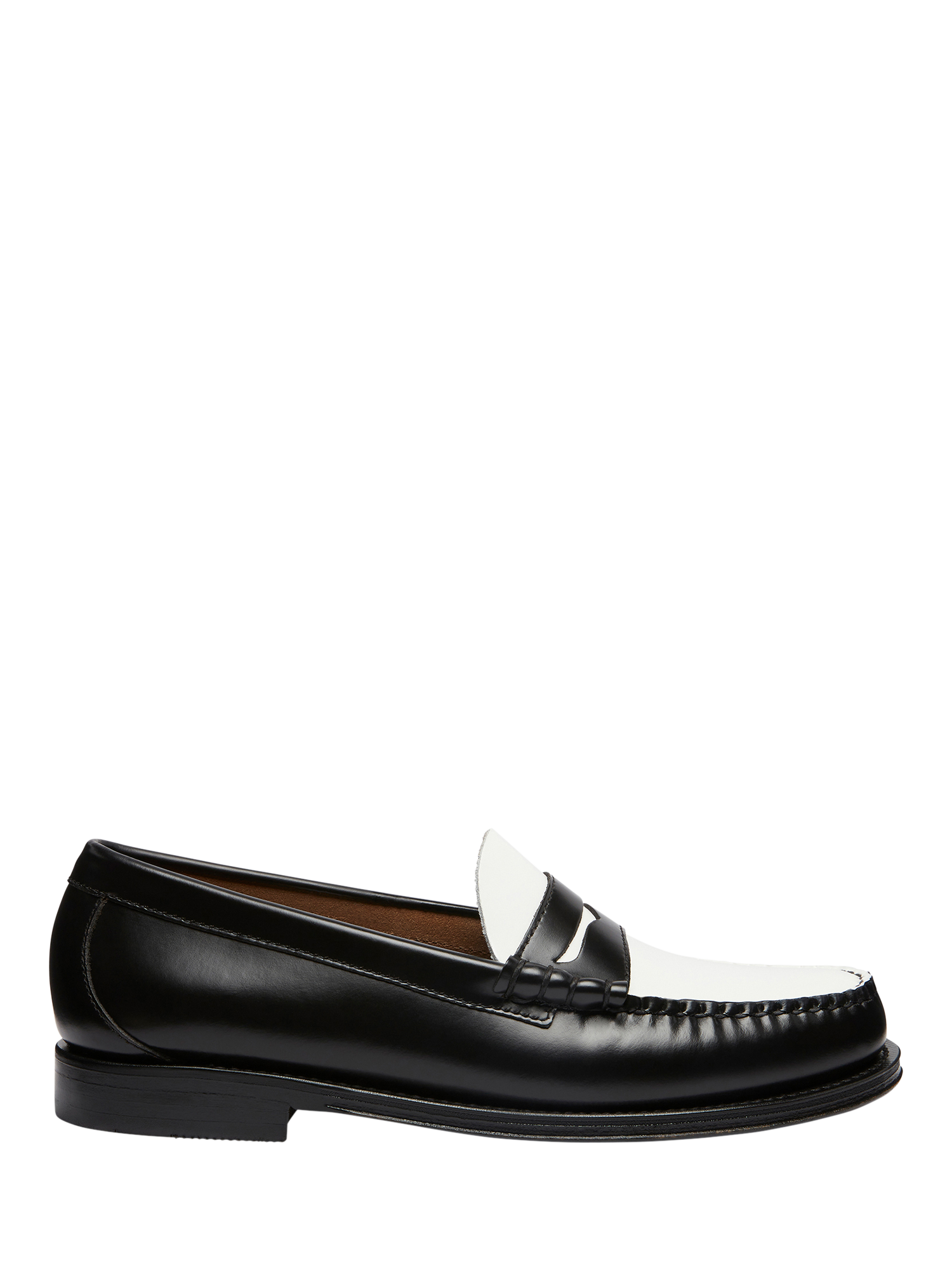 Product image 1 of 4, which shows G.H.BASS Larson Leather Penny Loafers, Black/White, 7