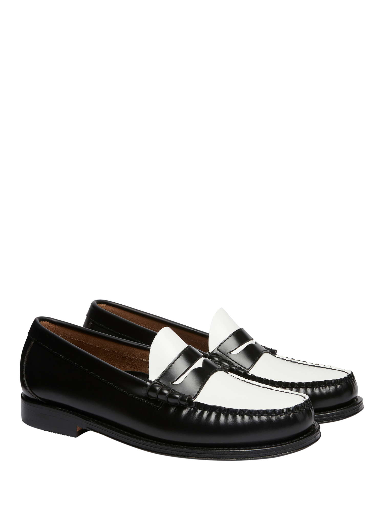 Product image 3 of 4, which shows G.H.BASS Larson Leather Penny Loafers, Black/White, 7