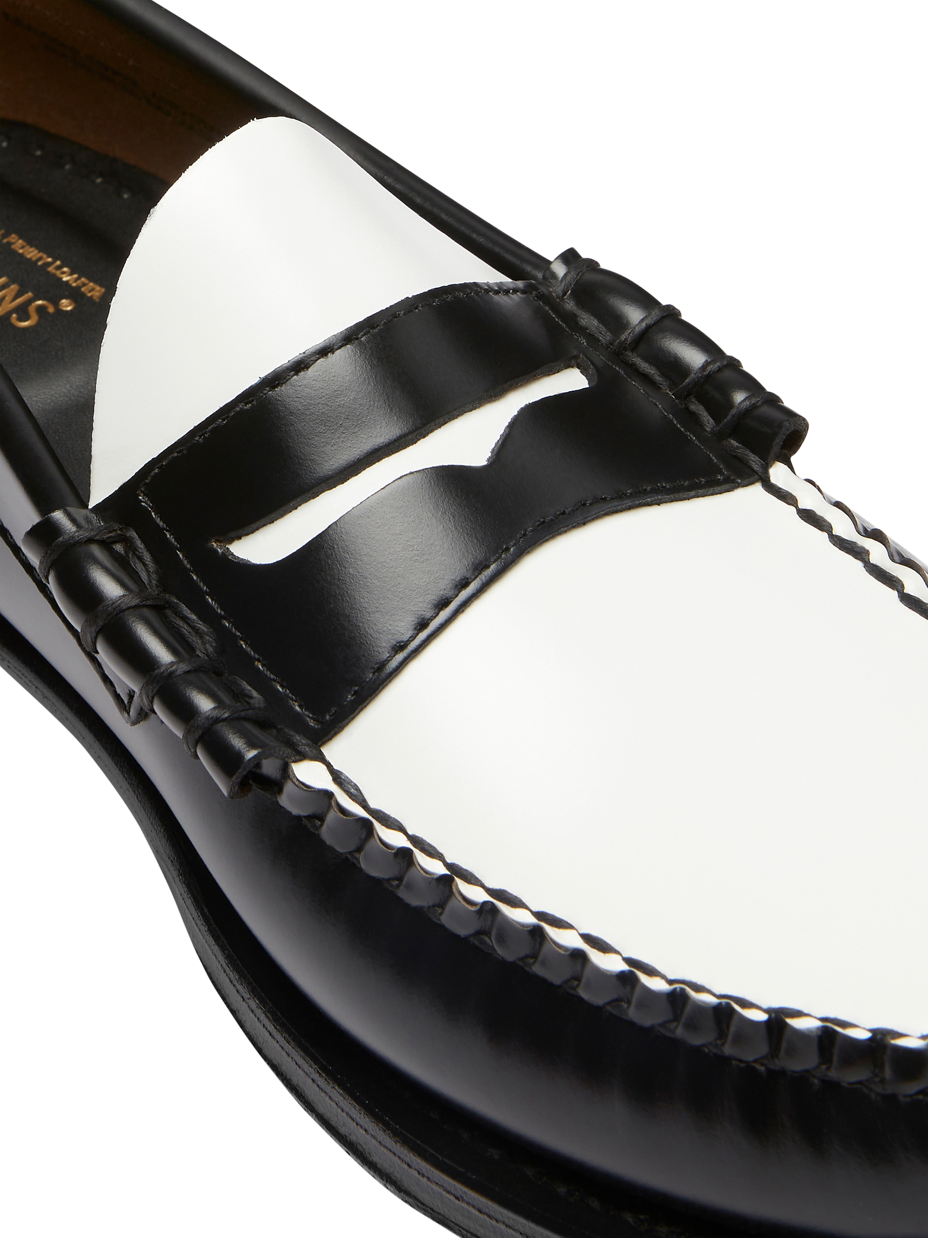 Product image 4 of 4, which shows G.H.BASS Larson Leather Penny Loafers, Black/White, 7