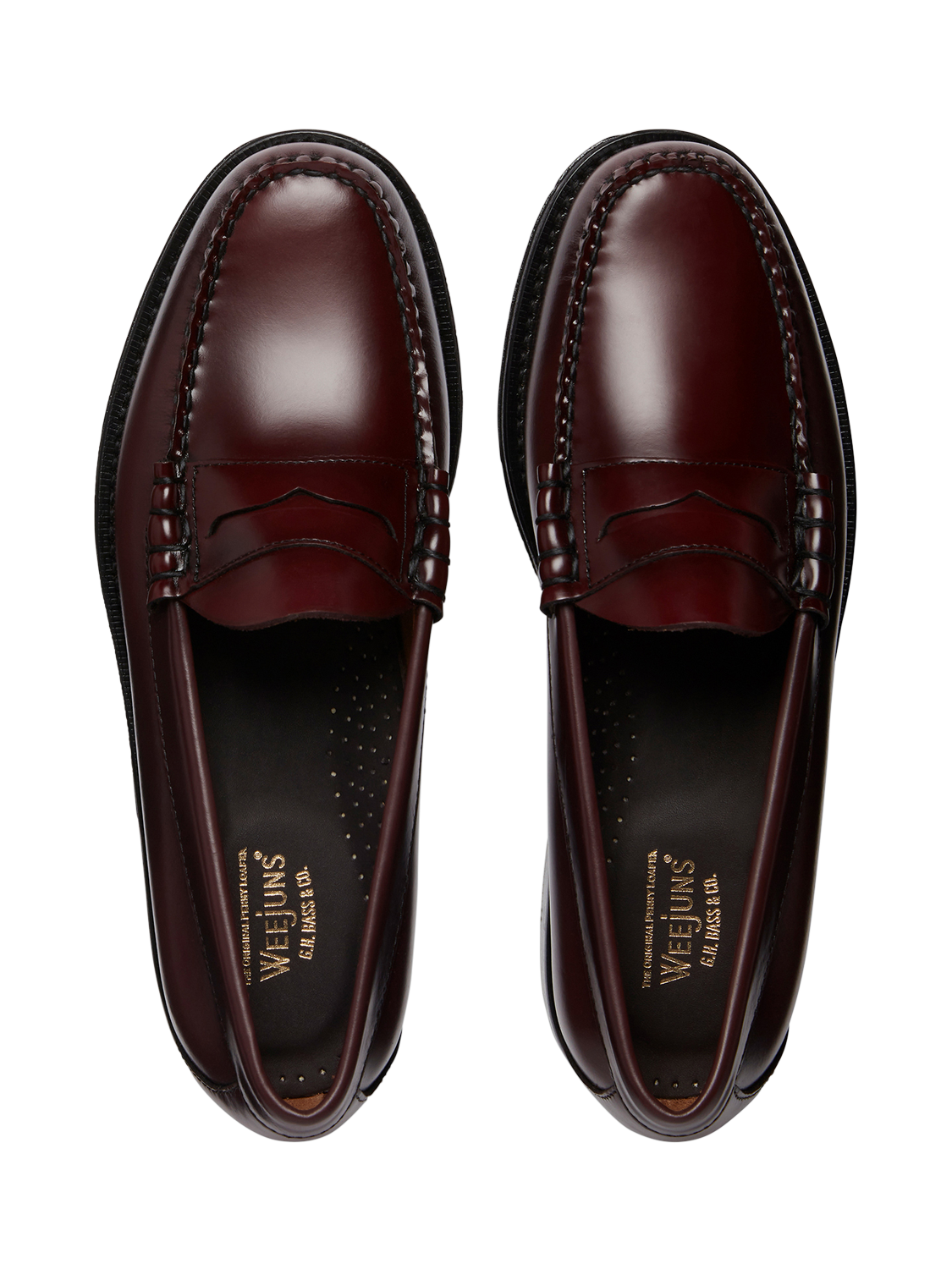Product image 2 of 6, which shows G.H.BASS Larson Leather Penny Loafers, Wine, 7