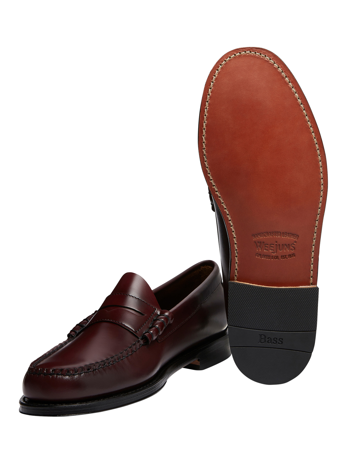 Product image 5 of 6, which shows G.H.BASS Larson Leather Penny Loafers, Wine, 7