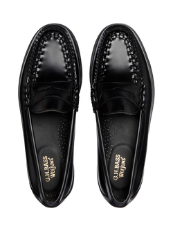 G.H.BASS Larson Weave Leather Loafers, Black - view 2, Black