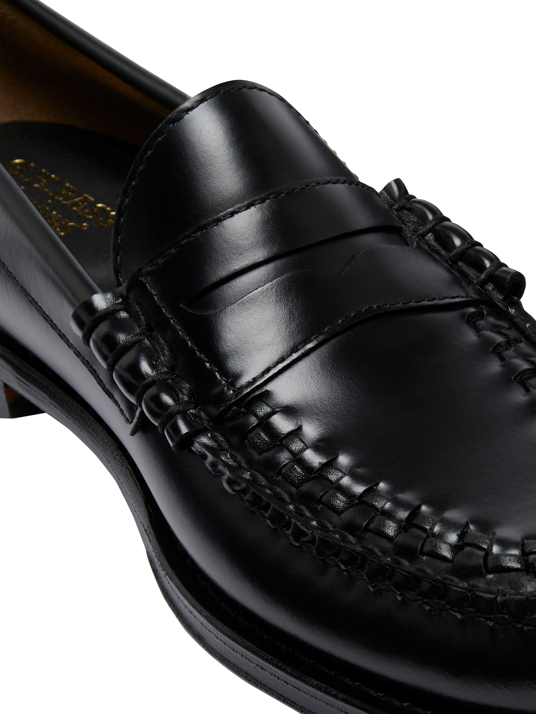 Product image 5 of 6, which shows G.H.BASS Larson Weave Leather Loafers, Black, 7