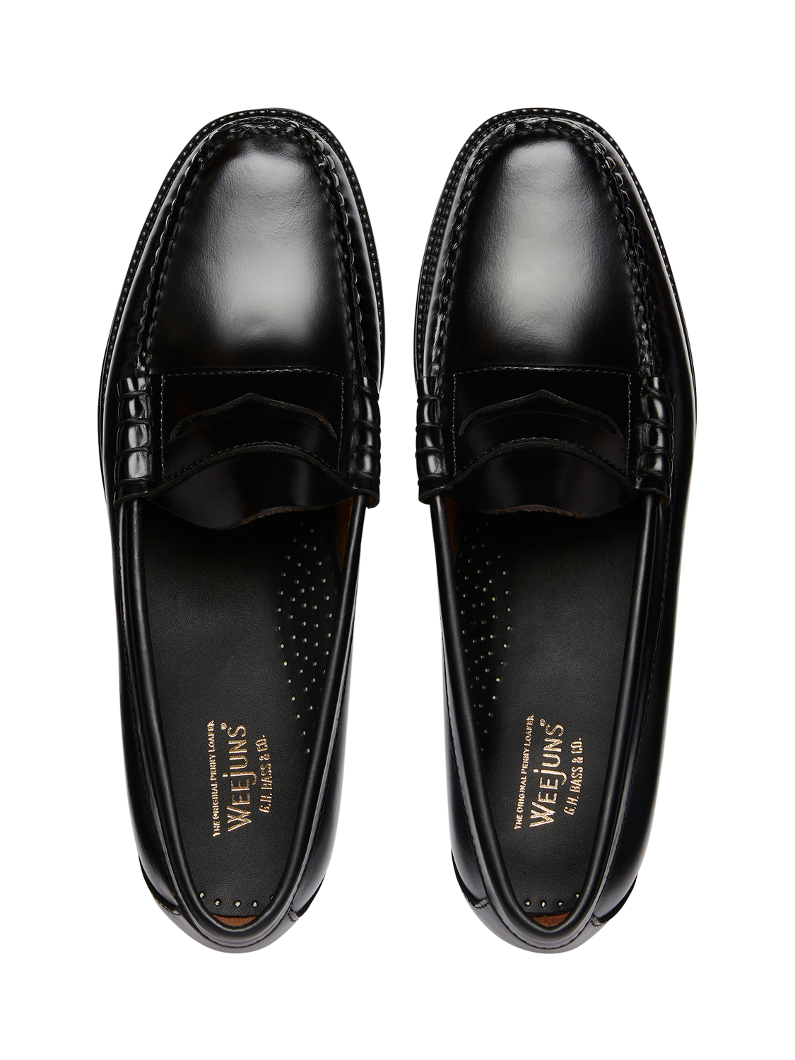 Product image 2 of 6, which shows G.H.BASS Larson Easy Weejuns Leather Penny Loafers, Black, 7