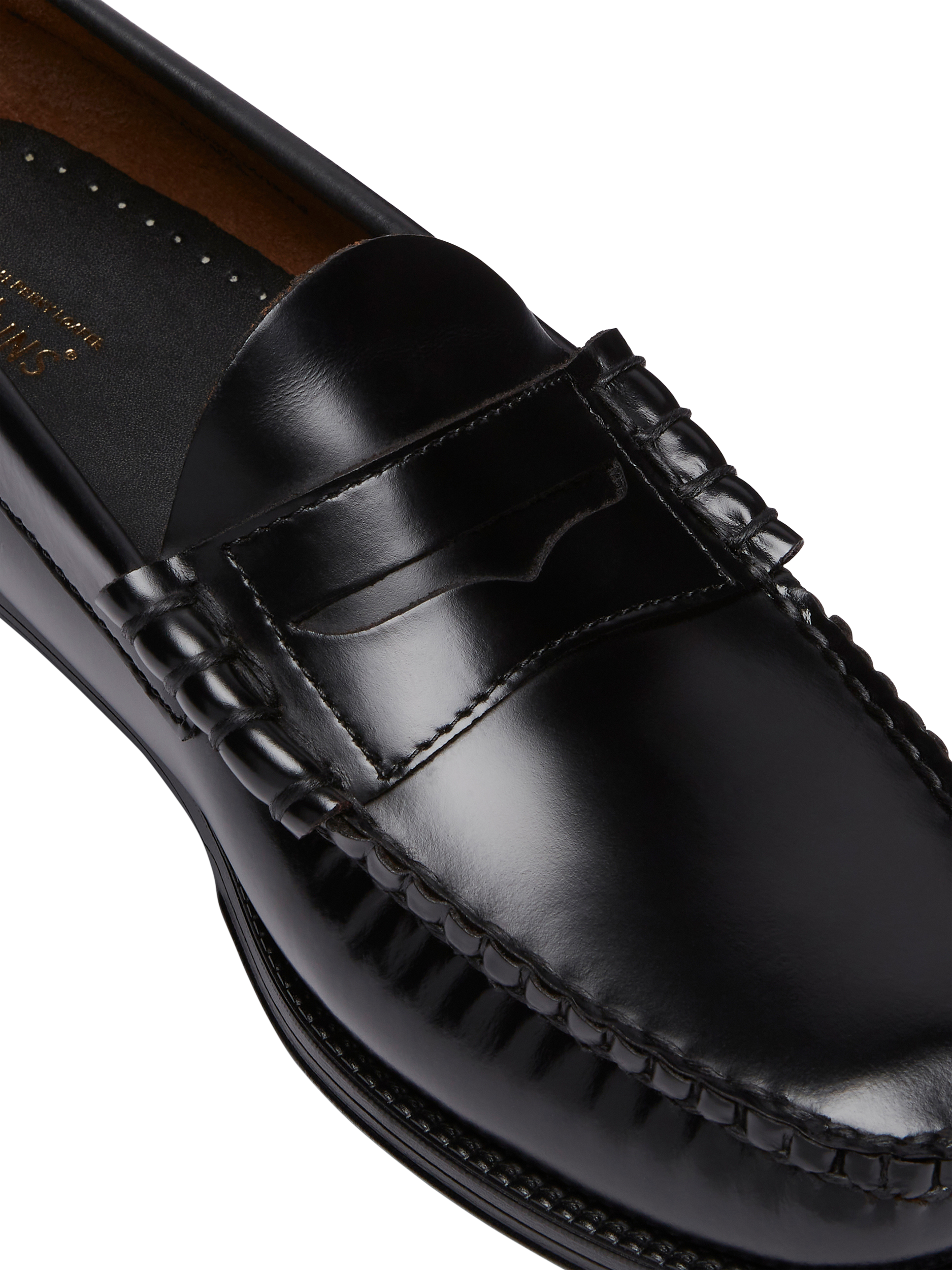 Product image 3 of 6, which shows G.H.BASS Larson Easy Weejuns Leather Penny Loafers, Black, 7
