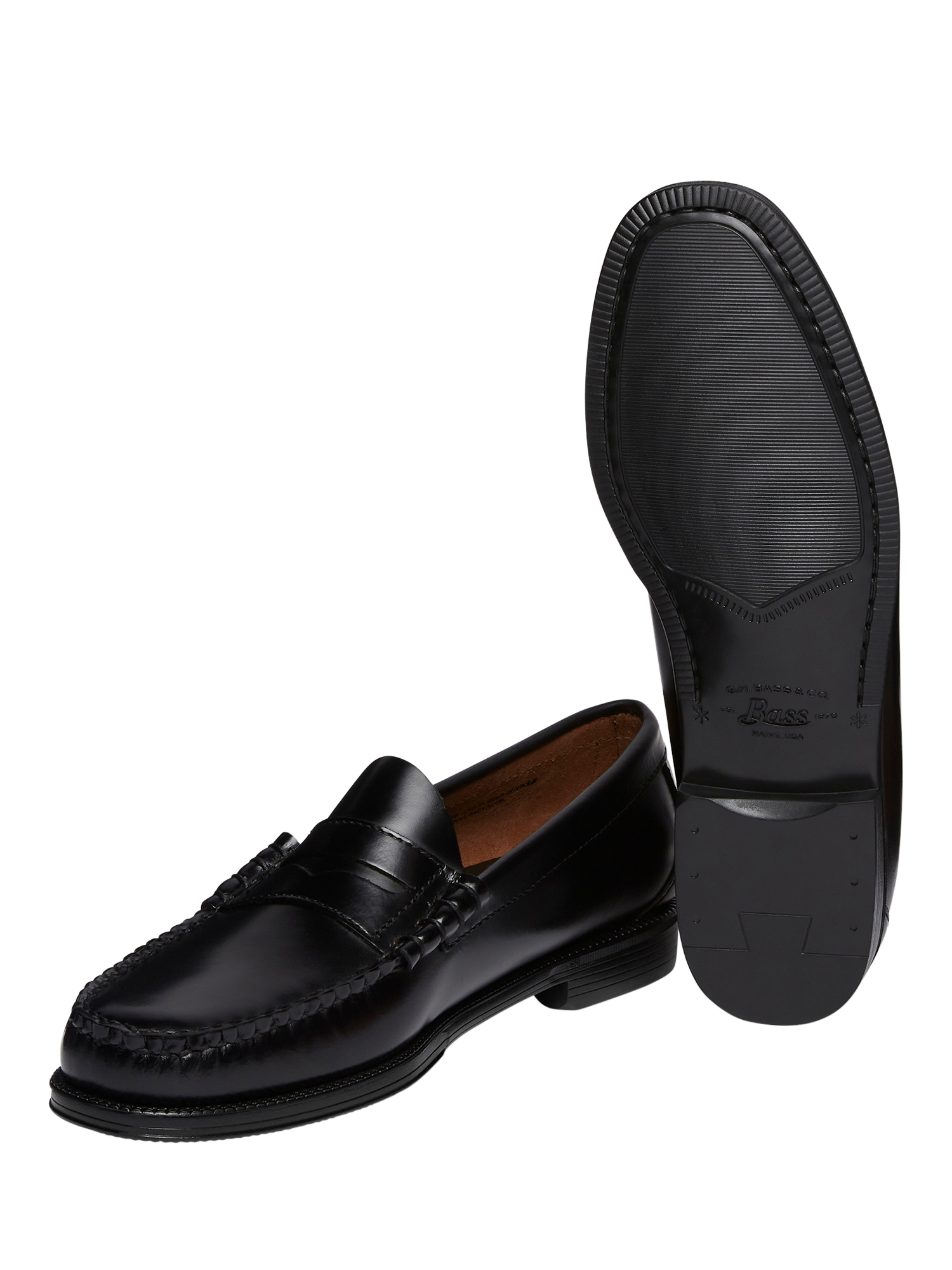 Product image 5 of 6, which shows G.H.BASS Larson Easy Weejuns Leather Penny Loafers, Black, 7