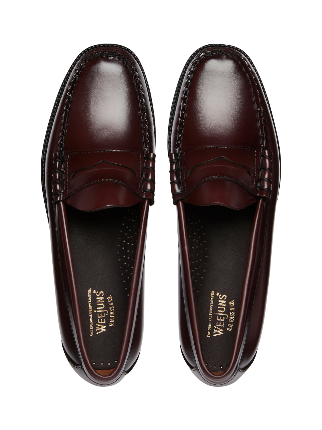 Product image 2 of 6, which shows G.H.BASS Larson Easy Weejuns Leather Penny Loafers, Wine, 8