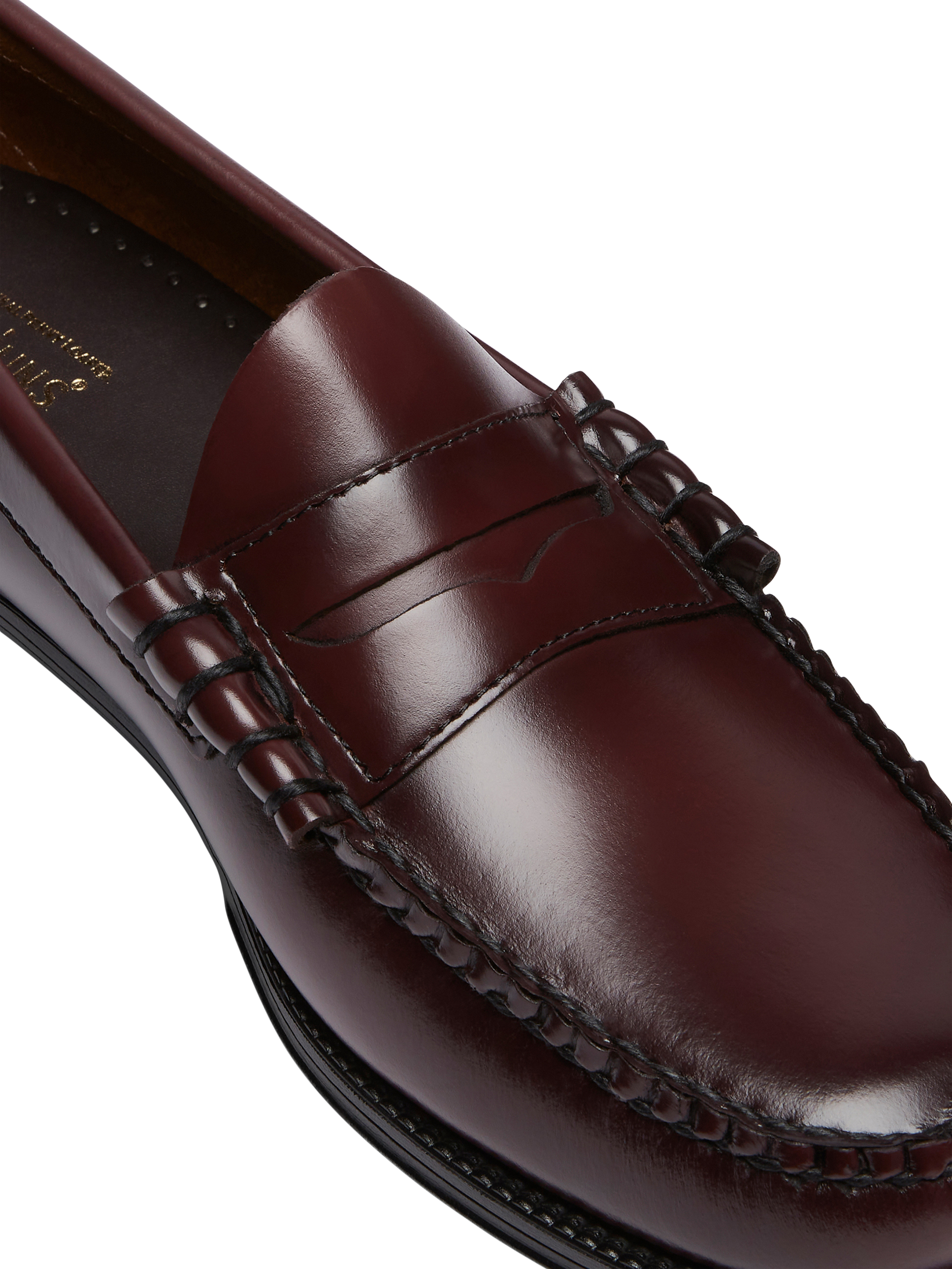Product image 4 of 6, which shows G.H.BASS Larson Easy Weejuns Leather Penny Loafers, Wine, 8