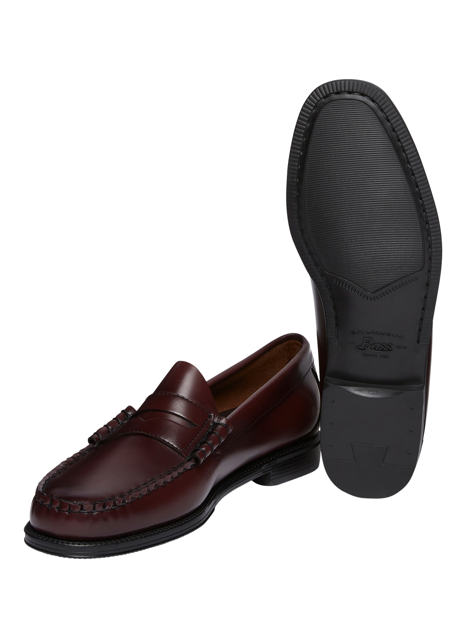 Product image 5 of 6, which shows G.H.BASS Larson Easy Weejuns Leather Penny Loafers, Wine, 8