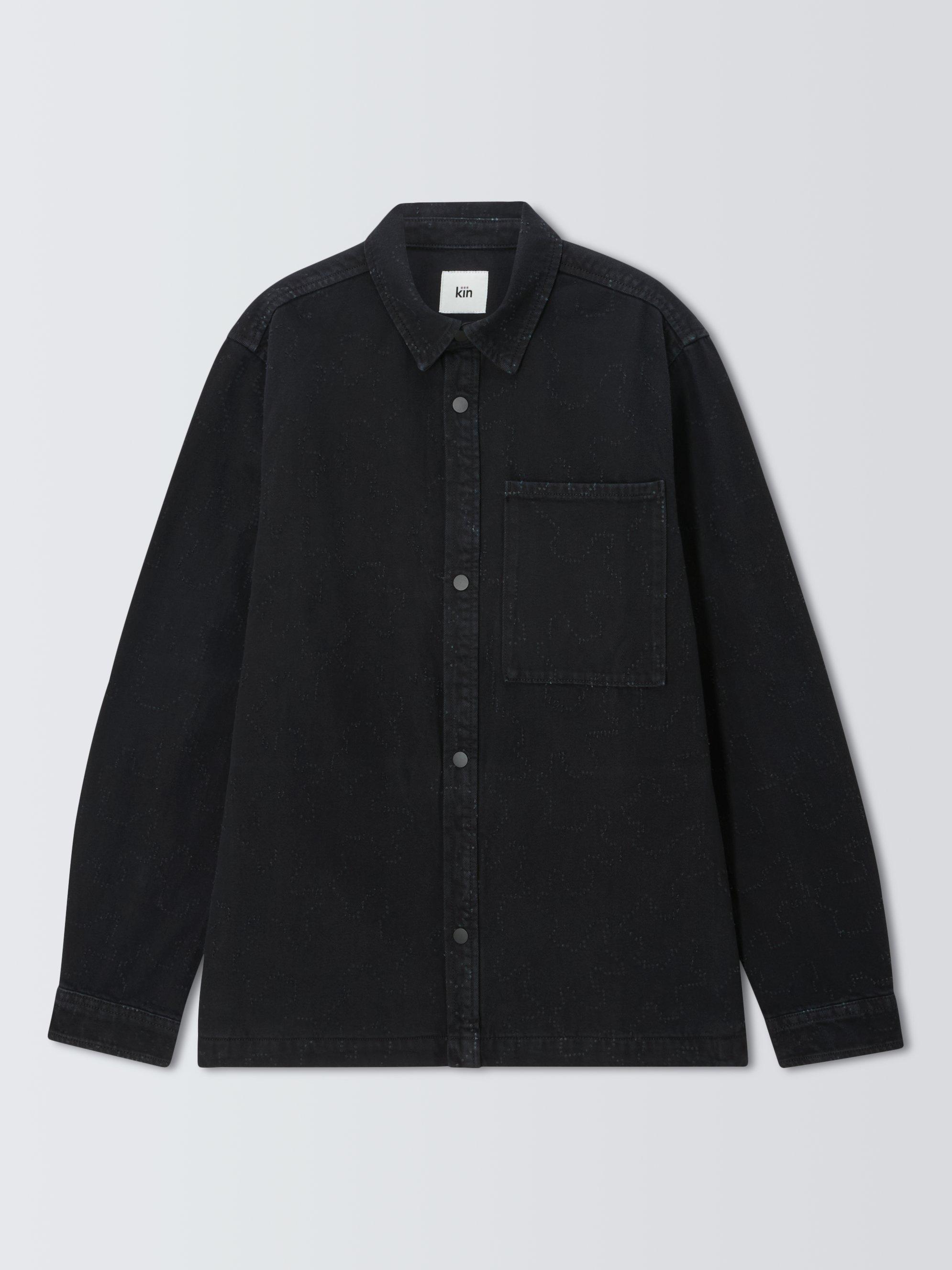 Product image 4 of 6, which shows Kin Laser Engraved Denim Shirt, Black Beauty, S